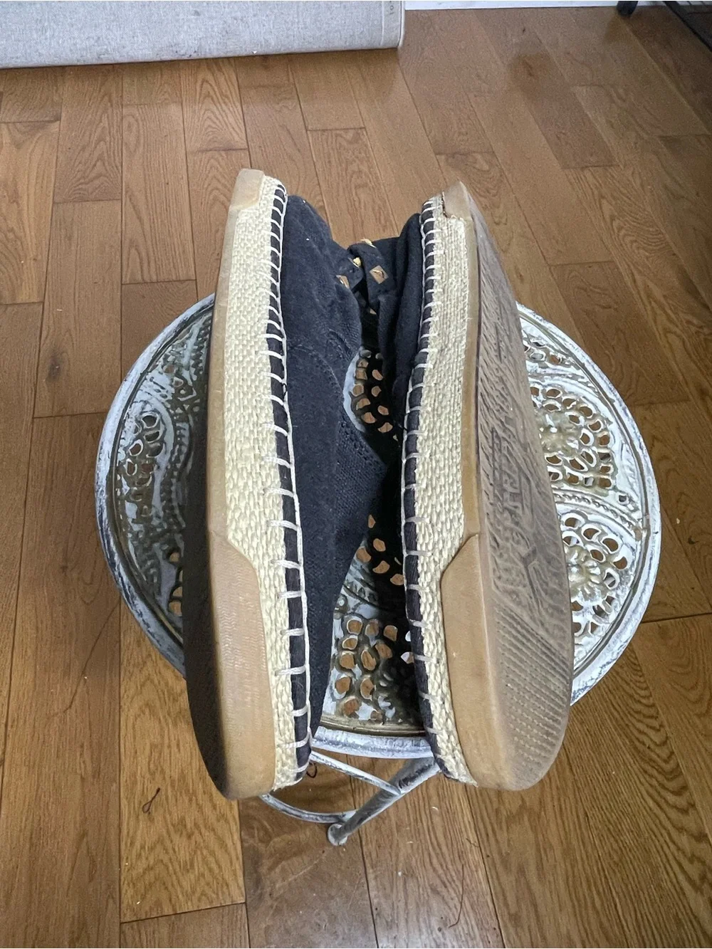 Sperry Black Espadrille Slip-Ons with Pink Insole